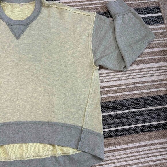 Free People Movement Start Up Pullover Oversized Relaxed Fit Yellow Gray Size M - Picture 6 of 16
